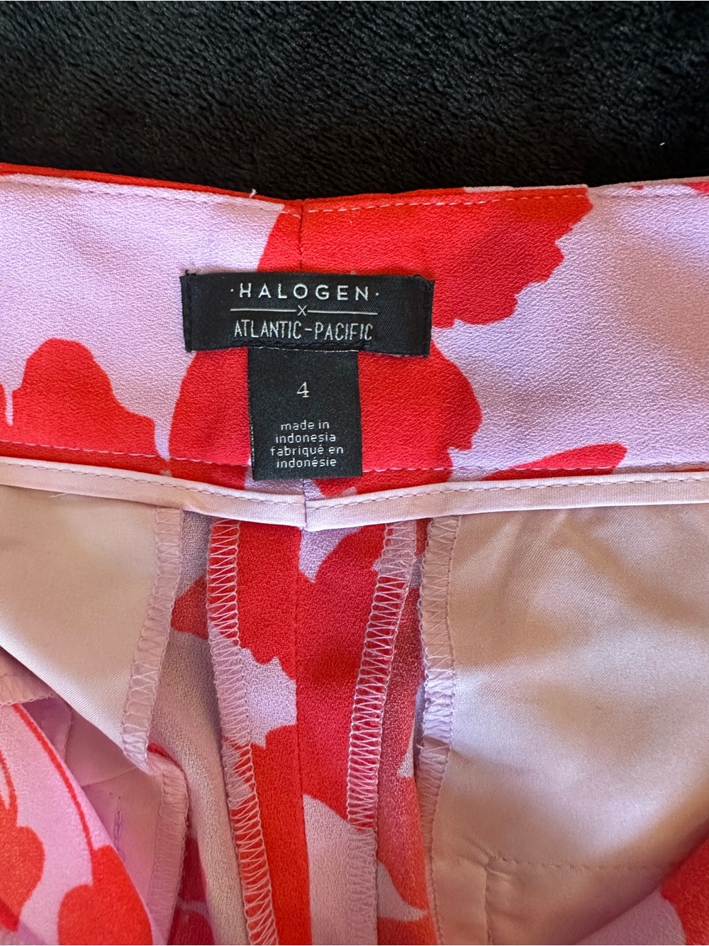 Halogen x Atlantic-Pacific Floral Wide Leg Pants Pink Red High Rise Size 4 - Picture 7 of 13